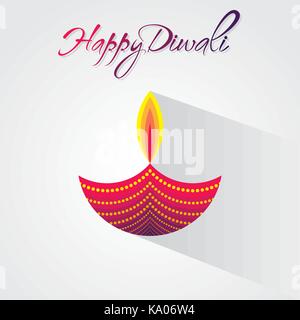 Creative biglietto di auguri con decorate diya, indiano diwali festival celebrazione del design Illustrazione Vettoriale