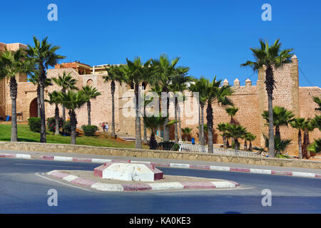 Pareti esterne della Kasbah di udayas a Rabat, Marocco Foto Stock