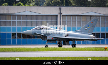 Eurofighter Typhoon dal tedesco Air Force, Airshow di Sion, Sion, Vallese, Svizzera Foto Stock