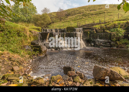 Paesaggio di Teesdale, cascata su Ettersgill Beck, all'inizio dell'autunno sunshine Settembre 2017 Foto Stock