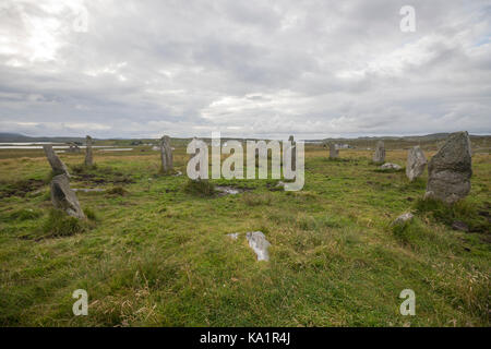 Callanish iii, cerchio di pietra , strutture megalitiche intorno al meglio nota (e più) calanais i, isola di Lewis, Ebridi Esterne, SCOZIA Foto Stock