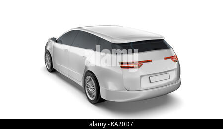 Bianco auto isolato sullo sfondo. 3D render illustrazione di automobile. Foto Stock