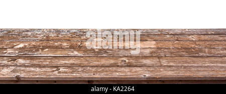 Svuotare tavolo in legno alto isolato su sfondo bianco, pronti da utilizzare per visualizzare o montaggio dei vostri prodotti Foto Stock