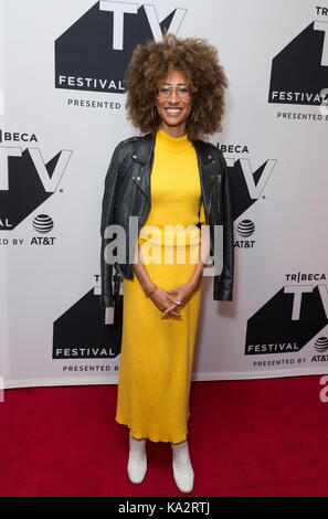 New york, Stati Uniti. 24Sep, 2017. new york, ny, Stati Uniti d'America - 24 settembre 2017: elaine welteroth assiste conversazione con trevor noah & gli scrittori del quotidiano mostra durante il Tribeca tv festival a cinepolis chelsea credito: lev radin/alamy live news Foto Stock