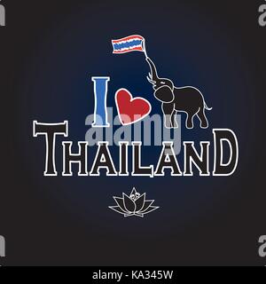 Io amo la Thailandia . Impostare il vettore tailandese di icone e simboli , illustrazione vettoriale Illustrazione Vettoriale