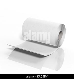 3D carta asciugatutto asciugamani isolati su sfondo bianco Foto Stock