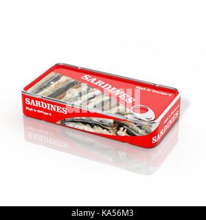 3D di sardine in materiale metallico può essere isolato su bianco Foto Stock