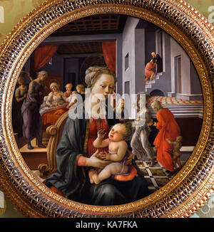 Madonna con il bambino e scene della vita di Sant'Anna Fra Filippo Lippi 1445 pittore italiano Italia xv secolo Foto Stock