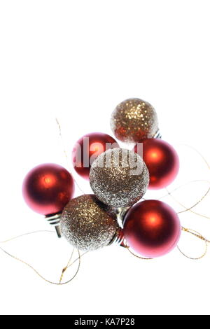 Natale rosso e oro glittery baubles Foto Stock