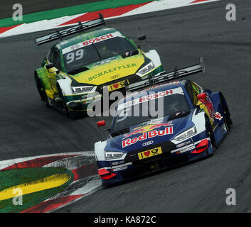 24.09.2017, Red Bull Ring, Spielberg, DTM 2017, 16.Lauf Red Bull Ring,22.09.-24.09.2017 , im Bild Mattias Ekström (SWE#5) Audi Sport Team Abt Sportsline, Red Bull Audi RS 5 DTM , Mike Rockenfeller (DEU#99) Audi Sport Team Phoenix, Schaeffler Audi RS 5 DTM Foto: Cronos/Hasan Bratic Foto Stock