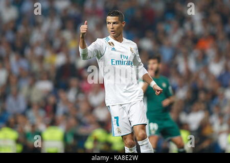 Cristiano ronaldo (reale), 20 settembre 2017 - CALCIO : spagnolo "la liga santander' match tra il real madrid cf 0-1 Real Betis al Santiago Bernabeu Stadium in madrid, Spagna. (Foto di mutsu kawamori/aflo) [3604] Foto Stock