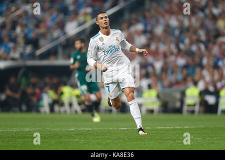 Cristiano ronaldo (reale), 20 settembre 2017 - CALCIO : spagnolo "la liga santander' match tra il real madrid cf 0-1 Real Betis al Santiago Bernabeu Stadium in madrid, Spagna. (Foto di mutsu kawamori/aflo) [3604] Foto Stock