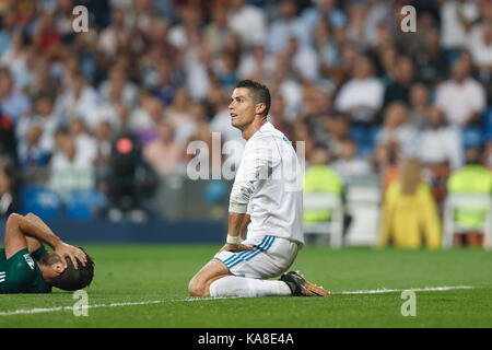 Cristiano ronaldo (reale), 20 settembre 2017 - CALCIO : ronaldo sconsolato durante spagnolo "la liga santander' match tra il real madrid cf 0-1 Real Betis al Santiago Bernabeu Stadium in madrid, Spagna. (Foto di mutsu kawamori/aflo) [3604] Foto Stock