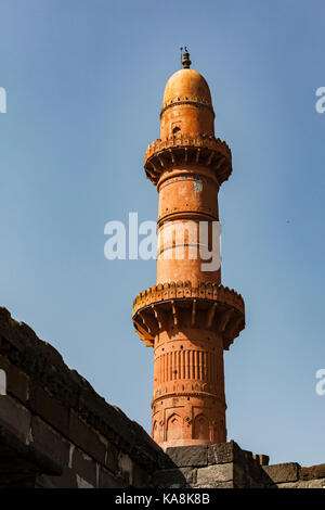 Chand minar daulatabad: Seconda torre più alto minarrete in India nei pressi di Aurangabad Foto Stock