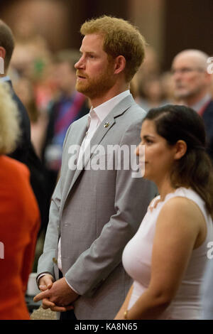 Il principe Harry che frequentano l'istituto canadese per militari e il veterano la ricerca sanitaria (cimvhr) conferenza presso il centro beanfield a Toronto in Canada. Foto Stock