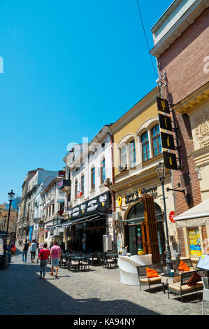 Strada Lipscani, città vecchia, Bucarest, Romania Foto Stock