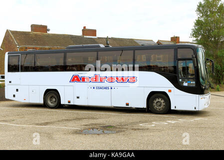 Andrews allenatori, pullman, gite di un giorno, viaggio, escursione, escursioni, vacanza, vacanze, viaggi Company, società, autobus, trasporto, England, Regno Unito Foto Stock