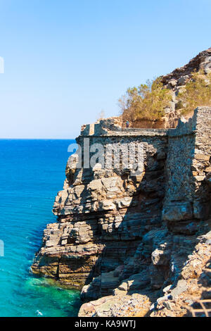 Vista dalla fortezza veneziana di spinalonga. Creta, Grecia Foto Stock