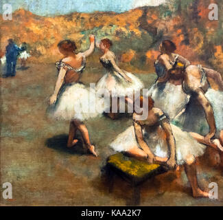 Degas. Danseuses sur la scena (Ballerini sul palco) da Edgar Degas, olio su tela, c.1889 Foto Stock