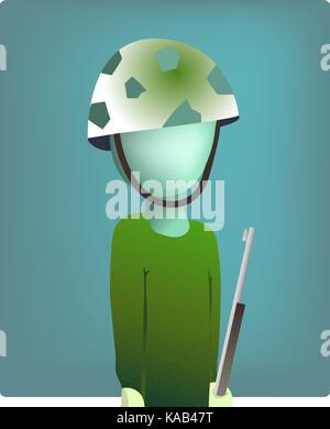 Uomo militare sta ancora con una pistola silhouette. illustrazione vettoriale EPS8 Illustrazione Vettoriale