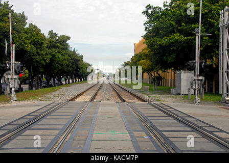 Attraversamento stradale/ferroviario, Fort Lauderdale, Florida, Stati Uniti Foto Stock