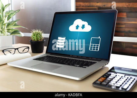 Live streaming backup download di copie di dati di elaborazione dati digitali trasferimento , lo streaming di file di download Foto Stock
