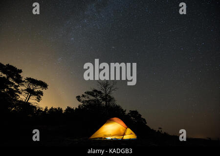 Via lattea con un incremento di oltre il camp sull isola mellanlandet, kirkkonummi arcipelago, Finlandia, Europa, UE Foto Stock