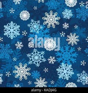 Una illustrazione vettoriale di fiocchi di neve in inverno sfondo modello senza giunture Illustrazione Vettoriale