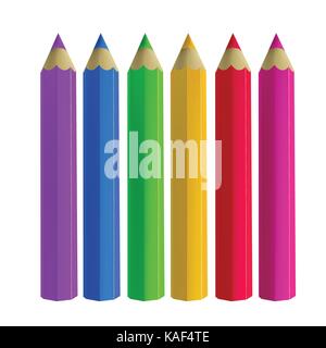 Matite colorate su sfondo bianco. Illustrazione Vettoriale