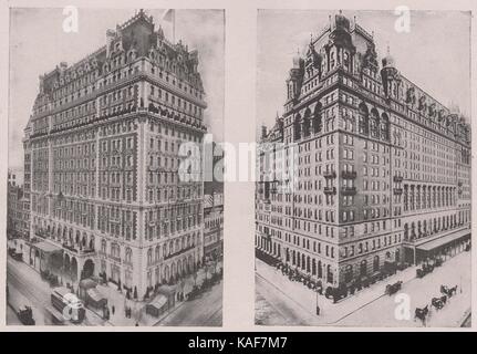 Kniccurbocker Hotel, all'angolo sud-est della 42nd Street e Broadway, famosa per le sue belle decorazioni murali; Waldorf-un… Foto Stock