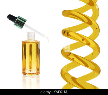 Cosmetic bottiglia di olio con una pipetta e spirale. Foto Stock