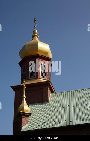 Chiesa greco-ortodossa di steeple, i santi Pietro e Paolo parrocchia, mt. unione, Pennsylvania, Stati Uniti d'America Foto Stock