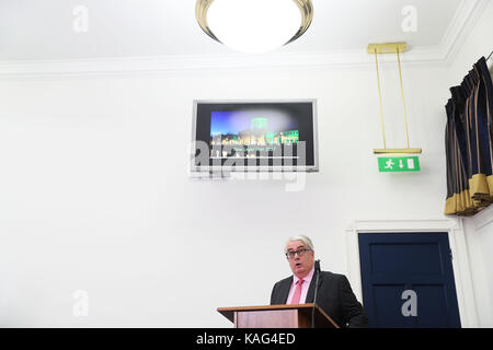 Chief Justice frank clarke fa un discorso per contrassegnare il prossimo anno giudiziario e delineare il suo e il potere giudiziario la priorità a quattro giudici in Dublino. Foto Stock