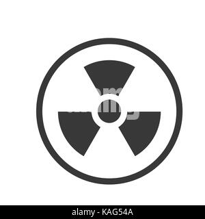 Icona del nucleare, simbolo iconico all'interno di un cerchio, su sfondo bianco. vettore design iconico. Illustrazione Vettoriale