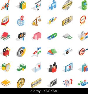 Atm set di icone, stile isometrico Illustrazione Vettoriale