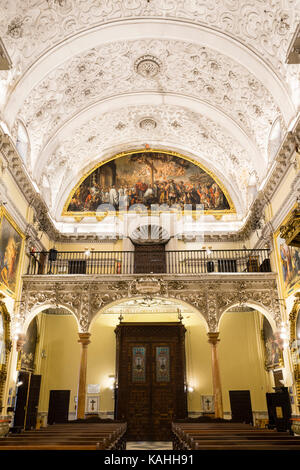 Portale, Coro, Coro, Iglesia de San Jorge presso l'Hospital de Santa Caridad, Siviglia, Andalusia, Spagna Foto Stock