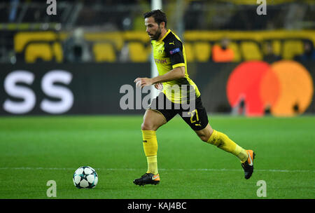 Dortmund gonzalo castro in azione durante la UEFA Champions League football match tra Borussia Dortmund e real madrid al segnale-iduna park a Dortmund, Germania, il 26 settembre 2017. foto: bernd thissen/dpa Foto Stock