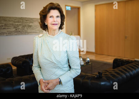 La regina di Svezia silvia, fotografato durante un'intervista a Berlino, Germania, 26 settembre 2017. foto: Gregor fischer/dpa Foto Stock