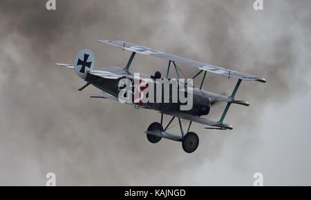 Grande display guerra Team Fokker DrI triplano Foto Stock