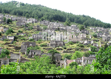 Villaggio fantasma di Kayakoy, Mugla, Turchia Foto Stock