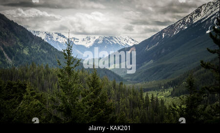 Vista da leckie Creek Valley verso il dickson e bendor gamme (sud chilcotin mountain Park, British Columbia, Canada). Foto Stock