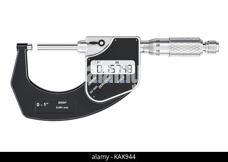 Micrometro digitale, 3d rendering isolati su sfondo bianco Foto Stock