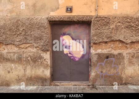 Graffiti in una parete a Mallorca Foto Stock