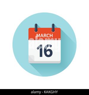 Marzo 16. Vettore giornalmente piatti icona calendario. data e ora, giorno mese 2018. vacanza. stagione. Illustrazione Vettoriale