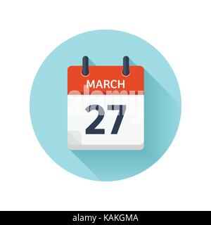Marzo 27. Vettore giornalmente piatti icona calendario. data e ora, giorno mese 2018. vacanza. stagione. Illustrazione Vettoriale