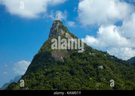 Statua del Cristo Redentore in cima corcovado rio de janeiro, Brasile, Sud America Foto Stock