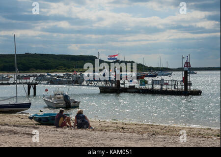 Testa hengistbury e Christchurch Harbour, Dorset, Regno Unito Foto Stock