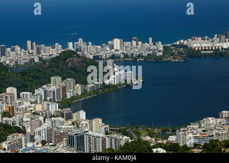 Lagoa, Rodrigo de Freitas Lagoon, e ipanema, a rio de janeiro, Brasile, Sud America Foto Stock