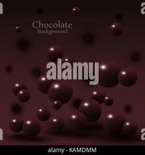 Cioccolato fondente palle su sfondo astratto. Illustrazione Vettoriale
