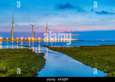 Zone umide gaomei scenario di notte Foto Stock